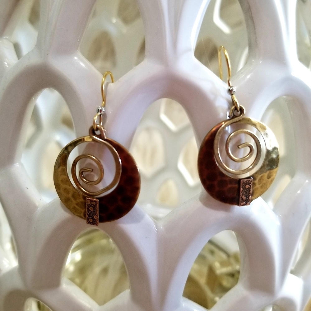 Vintage Boho Hammered brass earrings